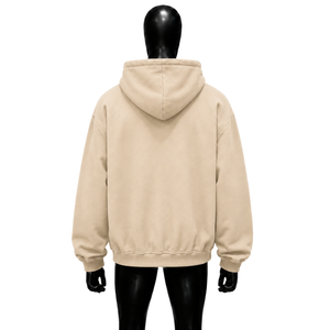 Sudadera con Capucha Oversize Beige con Gráficos Estilo Urbano Moderno, Ropa Urbana Beige de Moda, Diseño con Bolsillo Frontal, Corte Regular - Product Image 2