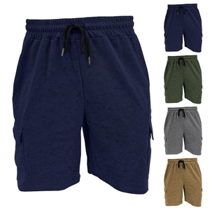 Shorts cargo de sport pour hommes en polyester, taille mi-haute, cordon de serrage, couleur unie, style décontracté Bermuda, poches, respirant, séchage rapide, tricoté - Product Image 6