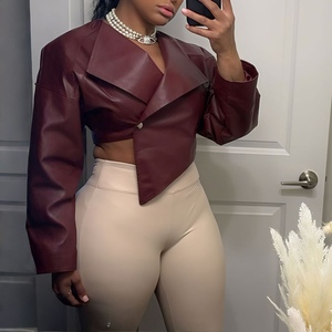 New Women's Unique Waist-Defining <b>Gothic</b> Winter Genuine Leather Solid Color Casual Motorcycle <b>Jacket</b> Asymmetrical Fashion - Product Image 3