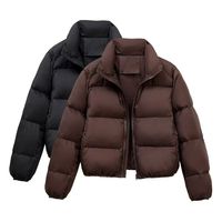 Dropshipping 2024 Veste matelassée courte oversize Mexi Bubble Coat à col standard uni pour femme, Hiver Automne, Parka Femme