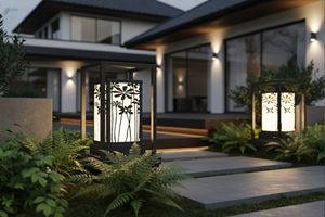 Modern Square Outdoor Garden <b>Wall</b> <b>Sconce</b> Minimalist Decorative <b>Lighting</b> for Hotel Resort AC 200V E27 IP65 Stainless Steel Black - Product Image 4