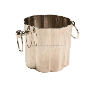 Calidad minimalista de acero cerveza vino champán enfriador Bar suministros niquelado plata bebida bañera fiesta ocasión mango enfriador - Product Image 1