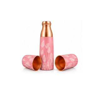 Copper <b>Water</b> <b>Bottle</b> Floral Pattern Leak Resistant Portable Home Office Travel Fitness Hydration <b>Daily</b> Wellness - Product Image 1