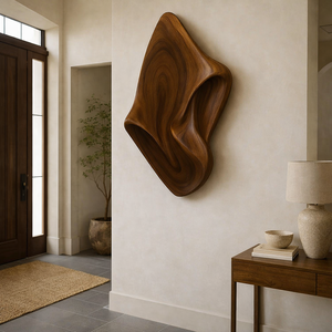 Sculpture d'art en bois sur mesure OEM, sculpture murale artisanale, décoration murale en bois sculpté à la main, sculpture murale en relief sculptée à la main - Product Image 4