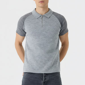 Nouvelles Chemises de Golf pour Hommes en Tricot Solide avec Logo Personnalisé, Respirantes, Séchage Rapide, Manches Courtes, Vêtements de Sport d'Extérieur, Imprimé Bicolore - Product Image 6