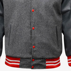 OEM personnalisé laine patch manches en cuir vintage lettre homme Varsity chenille broderie noir gris veste - Product Image 6