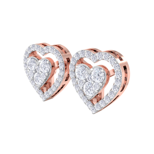 Luxury 14K Rose Gold Diamond Heart <b>Stud</b> <b>Earrings</b> for Women Elegant Romantic Sparkling <b>Fine</b> Jewelry Gift Wholesale - Product Image 4