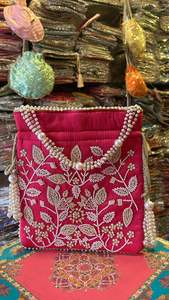 Heavy <b>Embroidered</b> Beautiful Designer Pearl Potli <b>Bags</b> for Women Wedding Favor Evening <b>Clutches</b> Wrist <b>Bags</b> for Return Gifts - Product Image 3