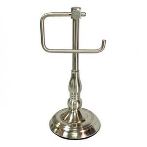 Skies Trader Brushed Nickel Standing Toilet <b>Paper</b> <b>Holder</b> Countertop Bathroom Tissue <b>Roll</b> Dispenser with Sturdy Weighted Base - Product Image 1