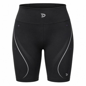 Pantalones Cortos Deportivos Casuales Negros de Cintura Baja con Detalles Grises, Transpirables, de Spandex y Algodón Sin Tejer, Corte Regular, Color Sólido, Tipo Lona - Product Image 1