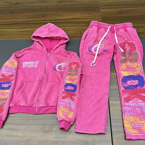 Fabricante de Chándales Holgados de Algodón de Alta Calidad con Lavado Ácido, Estilo Urbano, con Estampado y Bordado con Efecto Desgastado por el Sol para Hombre - Product Image 5