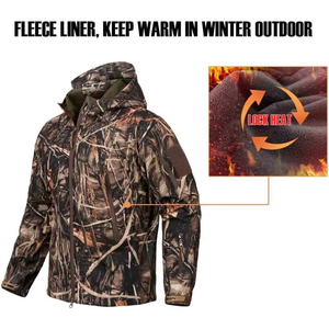 Unisex Soft <b>Shell</b> Waterproof Winter Hunting Jacket Lightweight Warm Hiking Full Sleeve Outdoor Front Logo Polyester Lining - Product Image 2