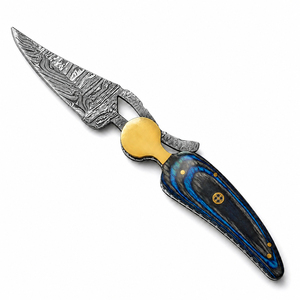 Burraq OEM Custom Handmade Industrial Grade Damascus Steel Pocket Knife Beautiful Wood Handle <b>Clip</b> Point 2.5mm Thickness Leather - Product Image 3