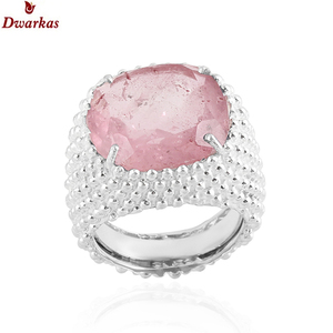 Handmade elegant hottest <b>rings</b> 925 sterling silver Doublet pink tourmaline quartz gemstone texture <b>ring</b> ready stock wholesale - Product Image 1