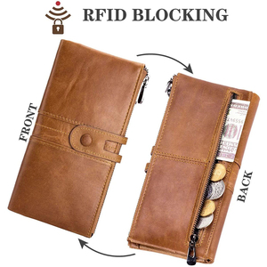 Top quality Genuine Leather High Quality Latest Design Women Clutch Wallet Genuine Leather Long <b>Wristlet</b> Wallet. - Product Image 4