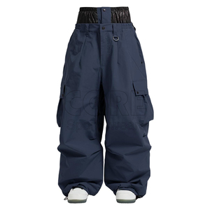 Pantalon de ski unisexe noir grande taille avec poches cargo, fermeture éclair, imperméable, respirant, coupe-vent, pour adultes - Product Image 3