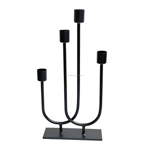 Bougeoirs à cinq bras en métal lot de 2 pièces chandeliers de mariage en fer forgé noir - Product Image 6