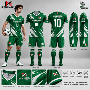 ชุดเสื้อฟุตบอลยูนิเซ็กซ์สีเขียวพิมพ์ลายแบบรีดร้อน ยี่ห้อ Iron Mark Industry คอวี แขนสั้น ระบายอากาศได้ดี ยืดได้สี่ทิศทาง แห้งเร็ว - Product Image 5
