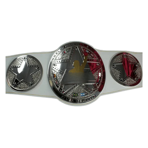 Cinturón de Campeón Mundial de Boxeo con Correa Blanca y Diseño de Estrella Plateada y Roja, Calidad Premium - Product Image 1