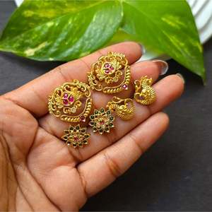Vintage Number Stud Earrings 24K Gold Plated Stainless Steel Multi-Design - Product Image 1