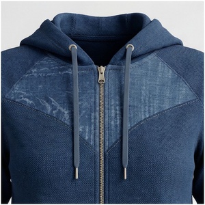 Women's Navy Blue Hooded Tracksuit <b>Full</b> <b>Zip</b> <b>Sweatshirt</b> & Jogger Pants Set Casual Solid Color Breathable Midweight Polyester - Product Image 4