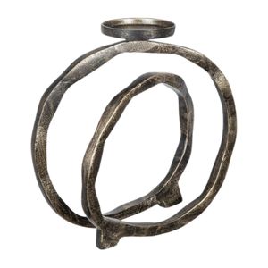 Élégant porte-bougie circulaire en fer avec finition noire thermolaquée pour la décoration, l'éclairage extérieur et la table à manger - Product Image 1