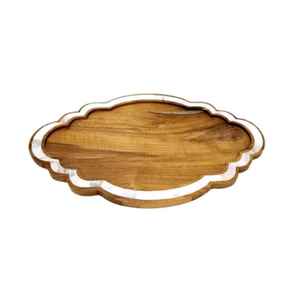 Plateau de service en bois et nacre au design arabe pour chocolats, plateau circulaire pour chocolats, best-seller, pour la décoration de table - Product Image 3