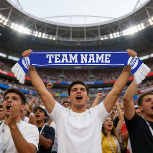 Bufanda de lana personalizada para club de fútbol, color azul, ligera y duradera, para aficionados al fútbol, unisex. - Product Image 4