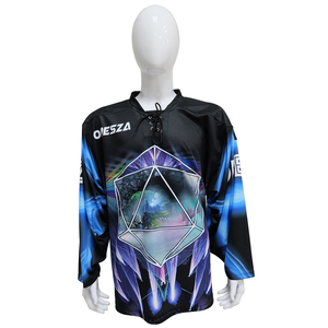เสื้อฮอกกี้น้ำแข็งคุณภาพพรีเมียม ระบายอากาศได้ดี สกรีนชื่อและหมายเลขได้ตามต้องการ สำหรับผู้ชายและผู้หญิง คอวี แขนยาว พร้อมคุณสมบัติต้านเชื้อแบคทีเรีย - Product Image 1