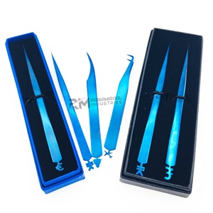 Pinzas para Extensión de Pestañas RMI con Punta de Fibra, Color Azul Plasma, Agarre de Diamante, Acero Inoxidable Sostenible, 90 Grados, Cuidado Personal - Product Image 2