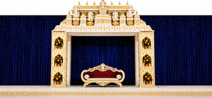 Scène de mariage malayalam de luxe Majestic Kanyadanam avec statues dorées et décorations florales - Product Image 6