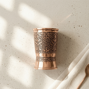 Copper Tumbler Handmade Embossed Drinking Glass Vintage Pattern Portable <b>Cup</b> for Home Party Wedding - Product Image 3