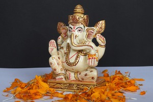 Nirmala Handicrafts - Estatua de Ganesha de Resina Hecha a Mano, 3x2x4.5 Pulgadas, Figuras Religiosas Culturales Tradicionales, Decoración de Mesa, Diwali - Product Image 5