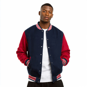 Winter Street Varsity <b>Jacket</b> Men Leather Sleeve Chest Embroidery Varsity <b>Jackets</b> Men's Crew Neck Loose Fit Varsity <b>Jacket</b> Top - Product Image 5