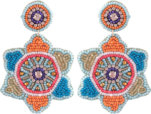 Pendientes Bordados con Forma de Flor, con Cuentas, Clásicos, Hechos a Mano, Ligeros, Diseño Personalizable, Multicolores, Uttar Pradesh MULTI CRAFT - Product Image 2