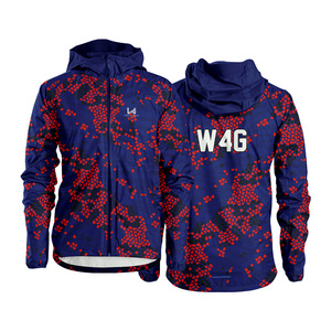 Veste coupe-vent à capuche avec fermeture éclair sur mesure, motif personnalisé imprimé, style sportif, coque légère en nylon enduit - Product Image 4