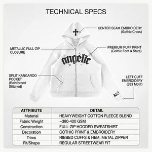 Sweat-shirt à capuche zippé gothique pour homme Y2K - Coton molletonné 420 g/m² - Streetwear - Vente en gros OEM - Product Image 5