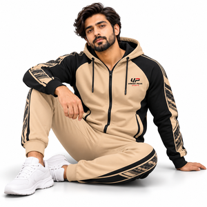 Sudadera con capucha profesional para hombre con cremallera, logotipos personalizados en el pecho, etiquetas personalizadas y construcción de ropa duradera de alta calidad. - Product Image 5