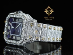 Montre automatique pour homme Pahal Jewels avec diamants, boîtier carré en acier inoxydable 40 mm, affichage analogique de la date, bracelet de luxe tendance - Product Image 5
