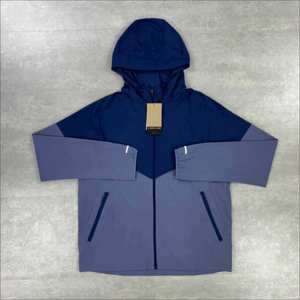 Chaqueta Cortavientos Miller con Banda Reflectante UV, Color Azul Marino y Gris, Ligera, Resistente al Viento, Ropa Deportiva para Exteriores, Estampado Sólido Reversible - Product Image 1