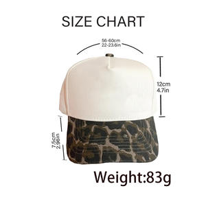 Gorras Trucker Personalizadas al por Mayor con Estampado de Leopardo, Gorras de Béisbol Snapback de 5 Paneles con Visera de Dos Tonos y Patrón de Leopardo - Product Image 3