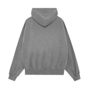 Conjunto de Sudadera con Capucha Oversize y Pantalones Cortos de Algodón French Terry Gris Sólido, Ropa Casual de Otoño Unisex - Product Image 5