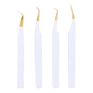 Ensemble de pinces à cils noires personnalisées à pointe fine, outils professionnels pour extensions de cils, pour applications de précision en salon de beauté - Product Image 3