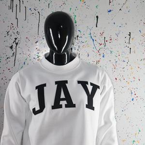 Sudadera JAY WHITE con Cuello Alto, 100% Negra, Apliques Bordados, Cuello Ancho, Hilos Finos - Product Image 4
