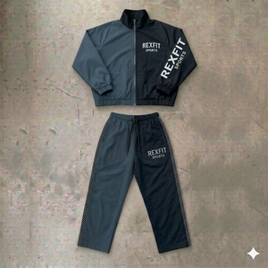 OEM Custom <b>Polyester</b> Zip up Blank Oversized Reflective Windproof Nylon Woven Jacket and Baggy Track Pants <b>Jogger</b> Sets Tracksuit - Product Image 2