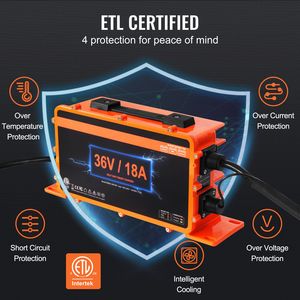 Caricabatterie Intelligente per Golf Cart 36 Volt 18 AMP con Spina Crowfoot Compatibile AGM/GEL/EFB MF, Cassa in Alluminio per Club Car Crowfoot - Product Image 3