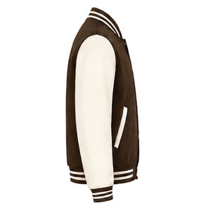 Veste universitaire pour homme, couleur marron crème, blocs de couleur, col rabattu, coupe classique, en polyester et coton, pour l'automne - Product Image 3