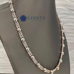 Collier de luxe LOISTA, chaîne Figaro en argent 925 plaqué rhodium, perles en cristal, strass, bijoux de fête unisexe - Product Image 2