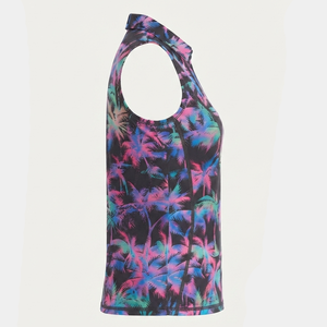 Polo sans manches pour femme, design sublimation, couleur unie, séchage rapide, style sportif, avec fermeture éclair quart de tour. - Product Image 6