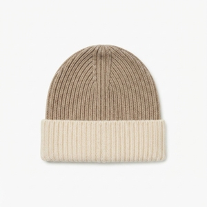 Gorro de Punto Acanalado Beige Personalizado con Puño, Gorro Cálido de Invierno con Logotipo Bordado - Product Image 5